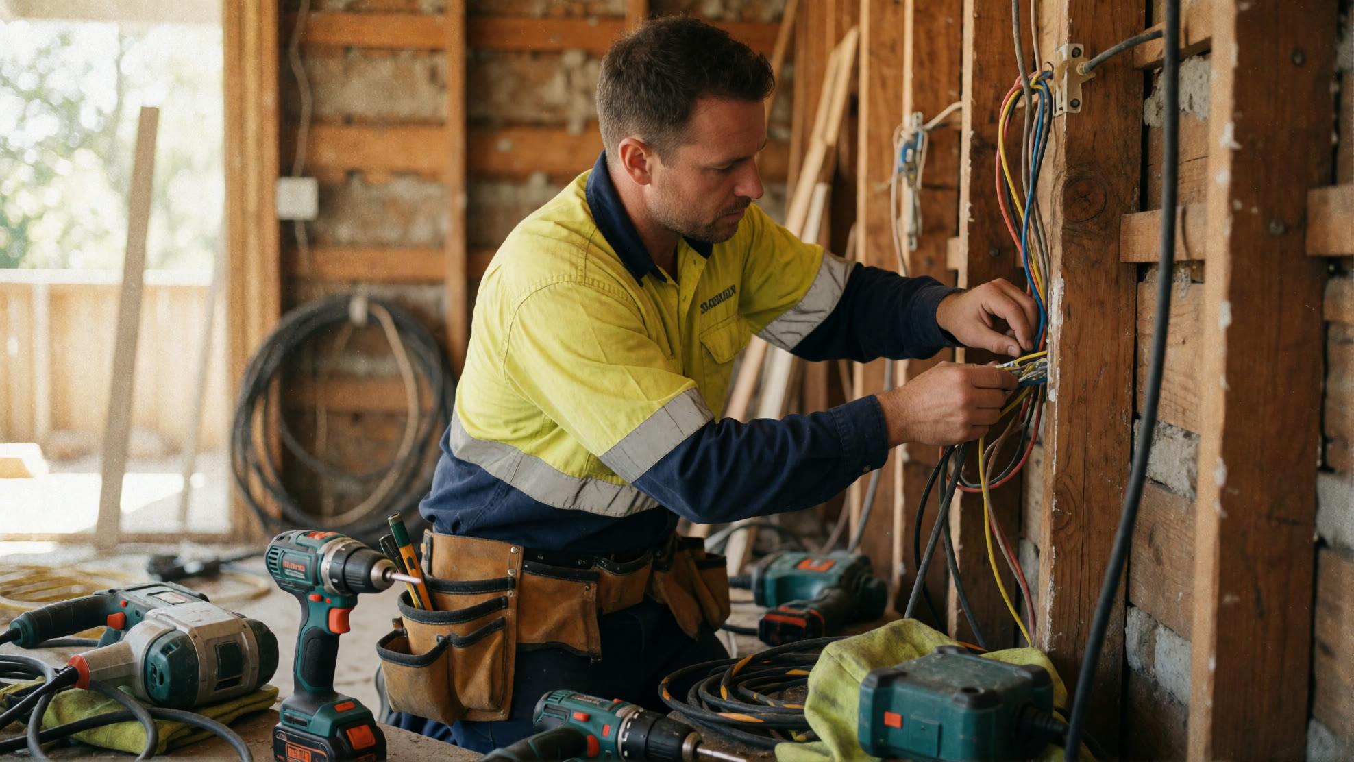 Electrician working on site while the phone goes unanswered