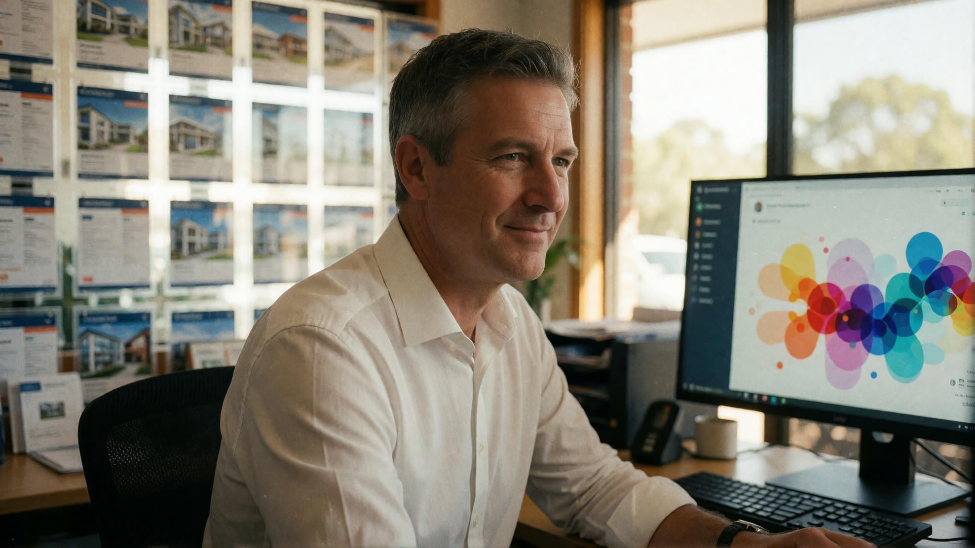 Agent reviewing a qualified lead record on screen at the brokerage